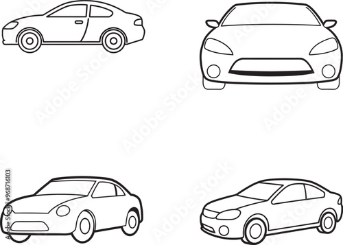 set of cars isolated on white