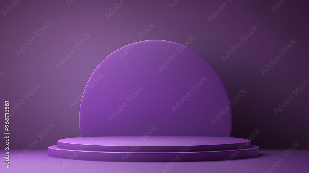 Elegant purple and white podium in a stylish interior with a mirror Elegant purple and white podium in a stylish interior with a mirror
