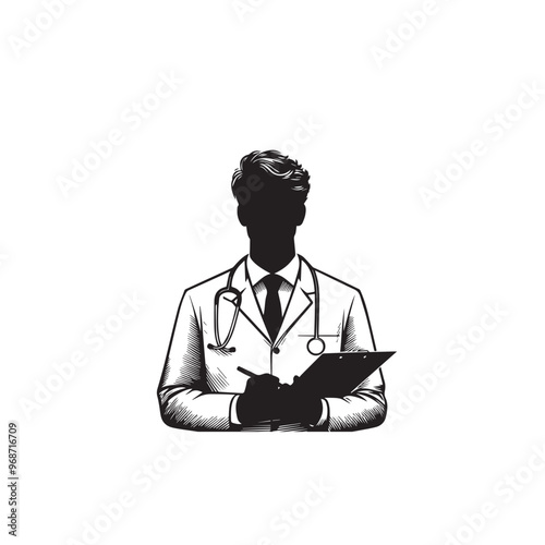 Doctor silhouette. Male and Female doctor vector design. Doctor logo, icon.