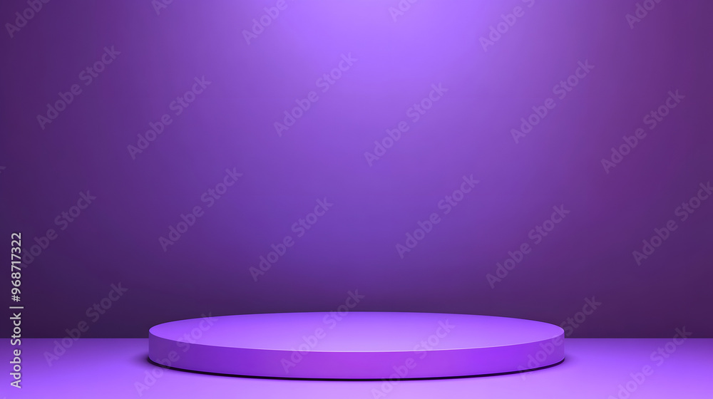 Elegant purple and white podium in a stylish interior with a mirror Elegant purple and white podium in a stylish interior with a mirror