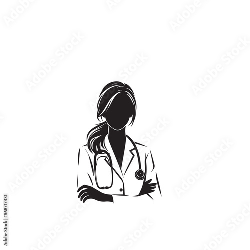 Doctor silhouette. Male and Female doctor vector design. Doctor logo, icon.