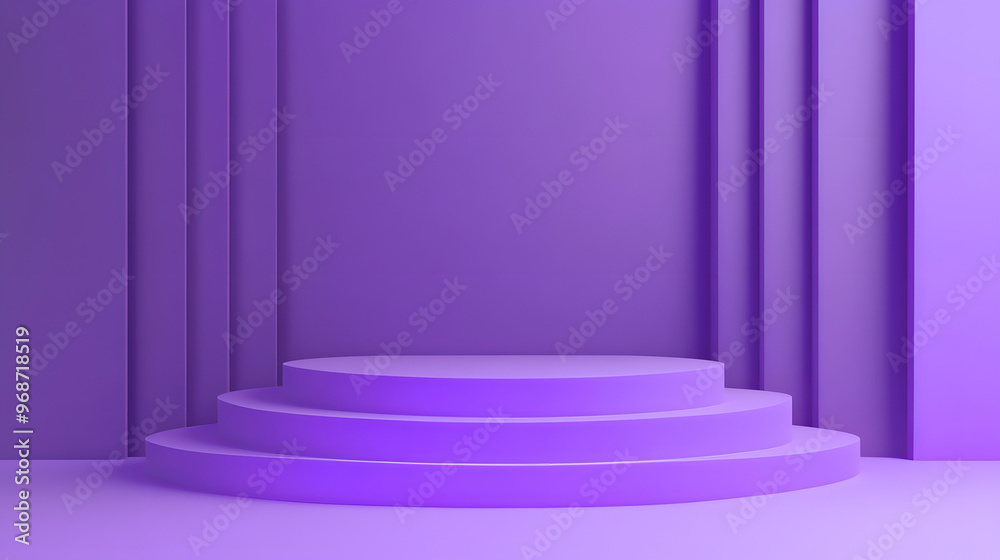 Elegant purple and white podium in a stylish interior with a mirror Elegant purple and white podium in a stylish interior with a mirror