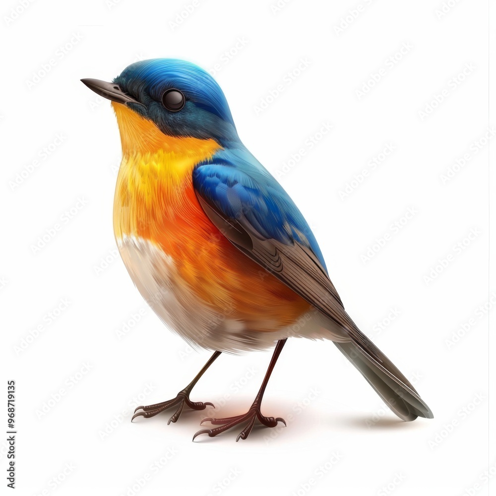 Fototapeta premium Bird icon isolated, color birds illustration, realistic style animal, popular bird species drawing on white