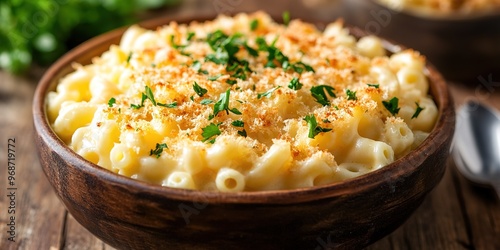 Creamy cheesy macroni bowl photo