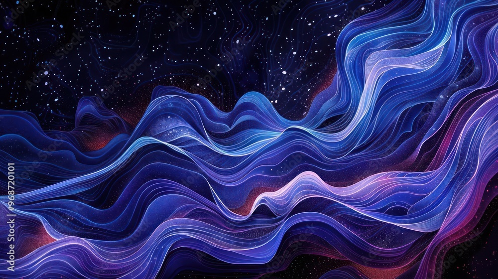 An abstract cosmic scene depicting a wavy, An abstract cosmic scene depicting a wavy,