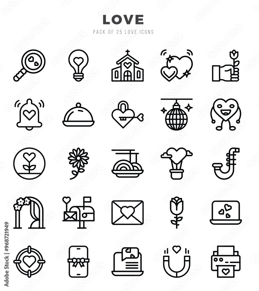 Love Icons Pack. Lineal icons set. Lineal icon collection set. Love Icons Pack. Lineal icons set. Lineal icon collection set.