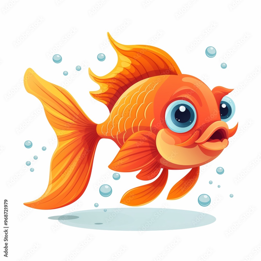 Fototapeta premium Cartoon fish on white background 