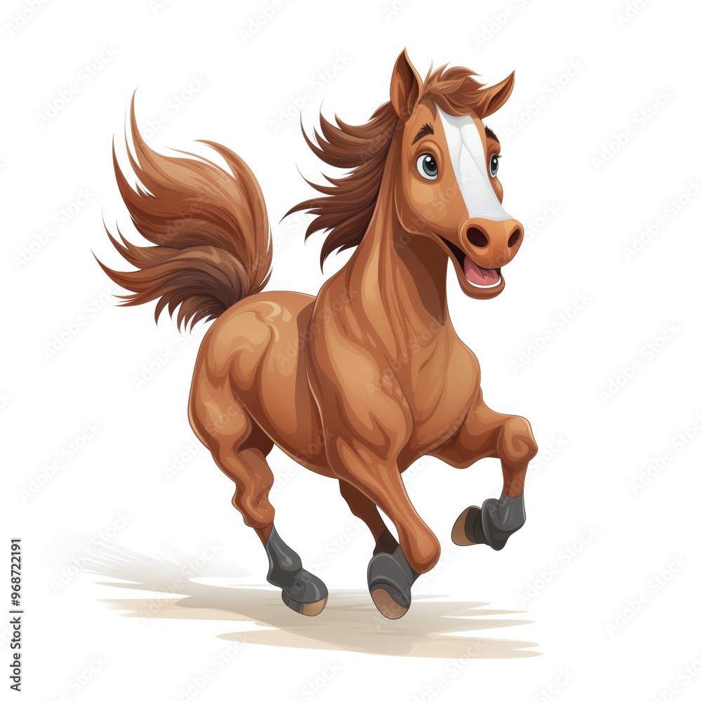 Cartoon funny horse running on white background Cartoon funny horse running on white background