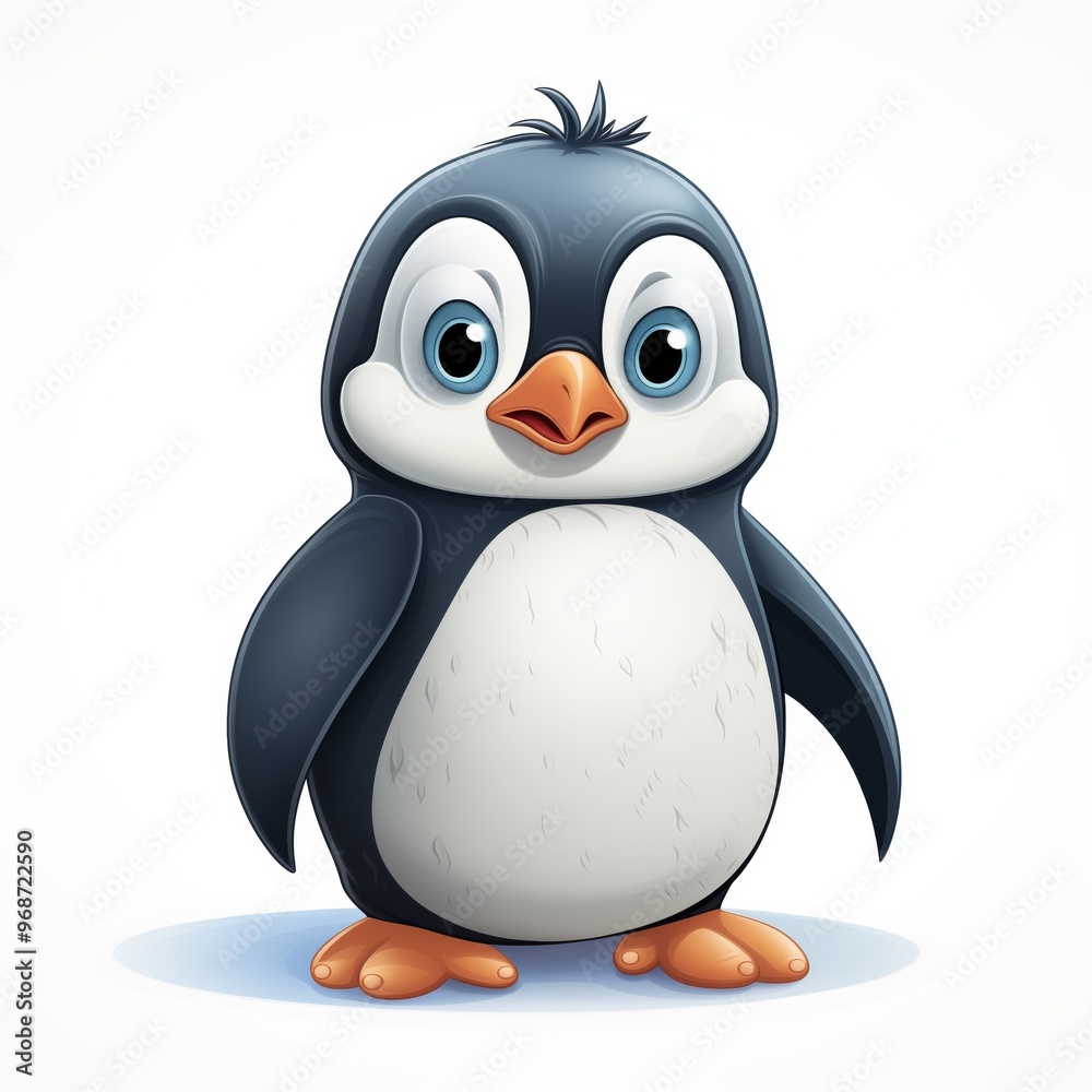 Obraz premium Cartoon penguin on white background 