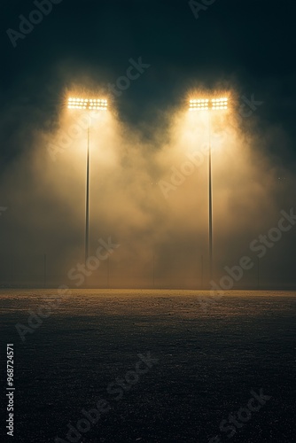 Stadium lights, on empty back background.