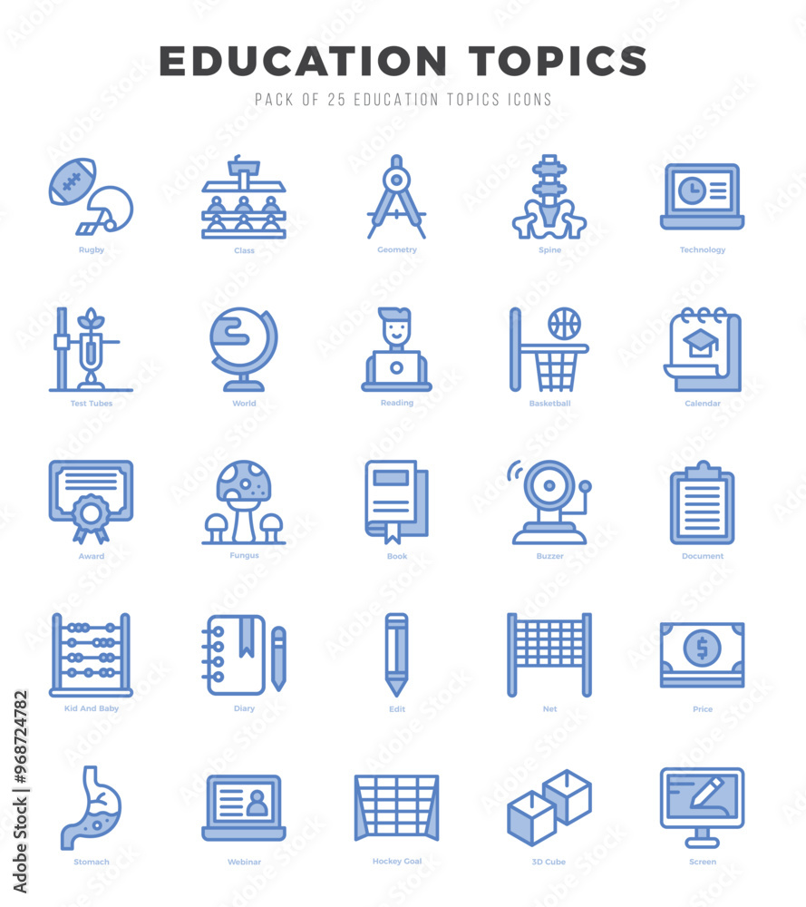 Education Topics icons set. Vector illustration. Education Topics icons set. Vector illustration.