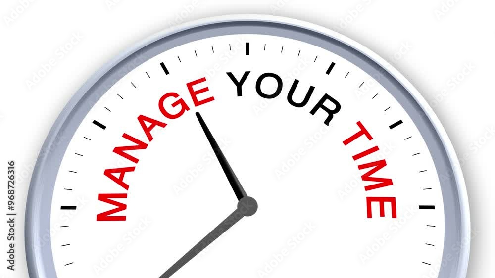 Manage Your Time Word or Text on Clock Moving Fast for Time Concept on White Background and Green Screen Manage Your Time Word or Text on Clock Moving Fast for Time Concept on White Background and Green Screen