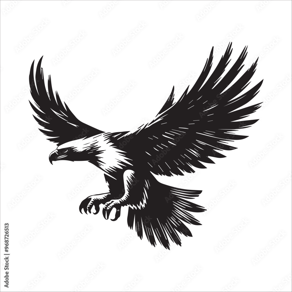 Philippine Eagle Silhouette Clipart - Eagle Bird Vector Illustration in black and white Philippine Eagle Silhouette Clipart - Eagle Bird Vector Illustration in black and white
