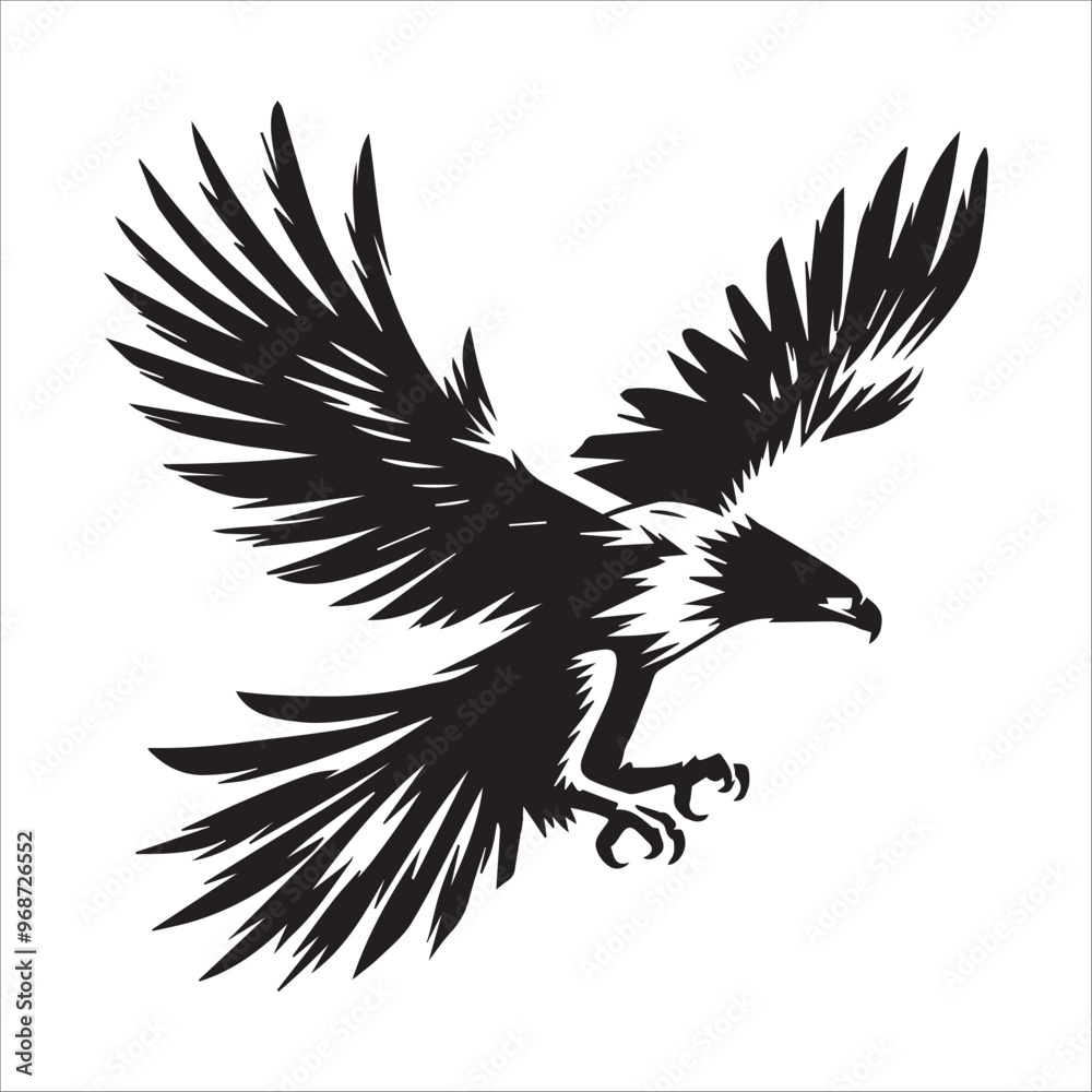Philippine Eagle Silhouette Clipart - Eagle Bird Vector Illustration in black and white Philippine Eagle Silhouette Clipart - Eagle Bird Vector Illustration in black and white