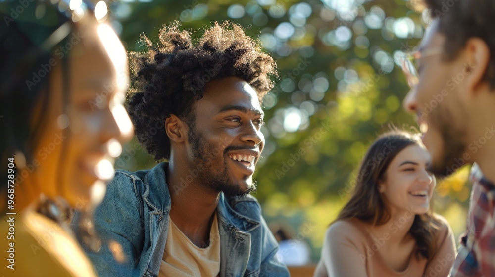 A group of people are sitting together and smiling. The man in the center is wearing a blue jacket and has a big smile on his face. The other people are also smiling A group of people are sitting together and smiling. The man in the center is wearing a blue jacket and has a big smile on his face. The other people are also smiling