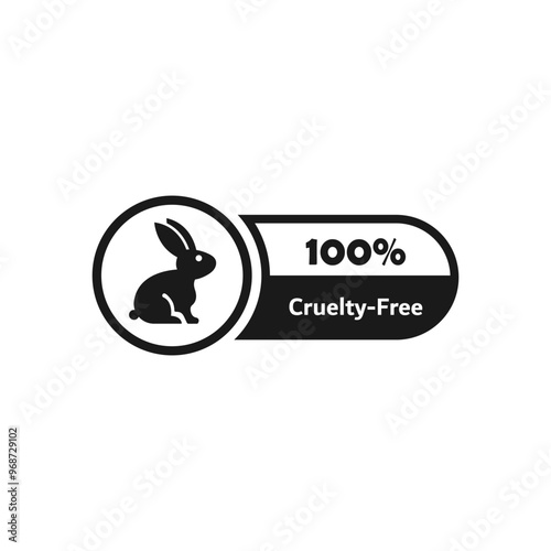 Cruelty free logo, label, sticker or stamp. 100% cruelty free sign, icon or emblem. Vector. Vegan and ecology concept