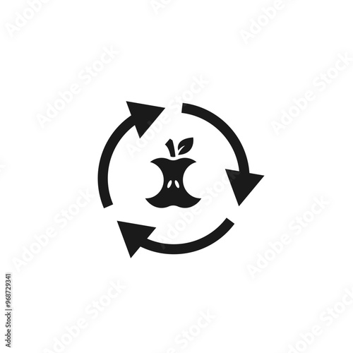 Organic recycle icon, Two green leaves with three arrows, reusable environmental. Recycling organic products. Ecology concept