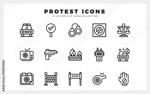 15 Protest Lineal icon pack. vector illustration.
