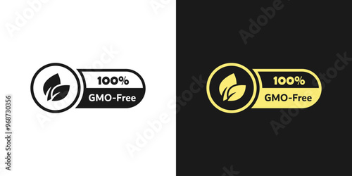 GMO free icon. Non GMO label. No added or artificial chemicals illustration, logo, symbol, sign, stamp, tag, emblem, mark or seal for product packaging isolated. Vector sticker