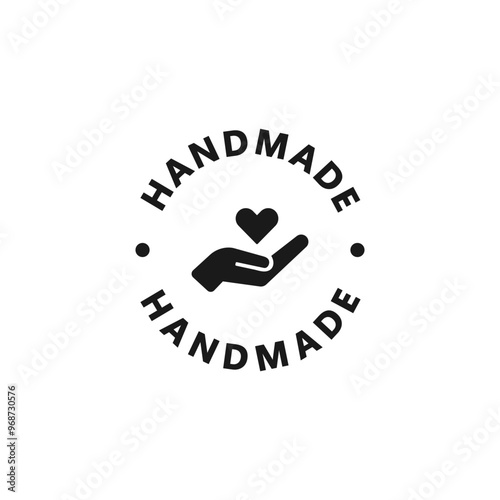 100% handmade sign, icon or emblem. Vector Handmade label, sticker or stamp.