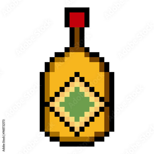 Vodka alcoholic drink in pixel art style