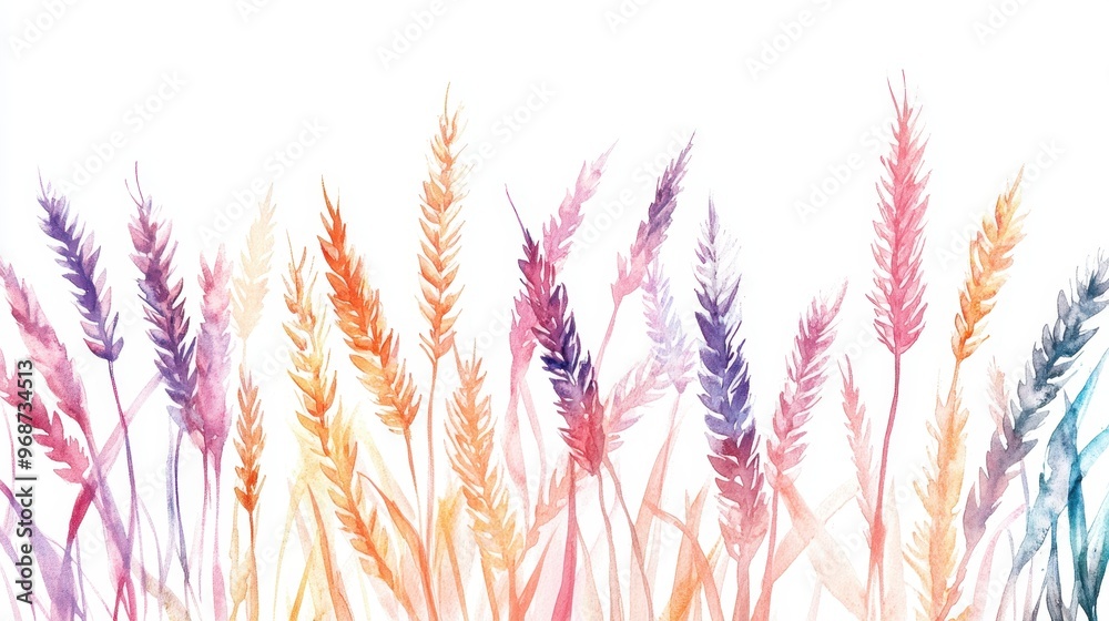 Watercolor illustration ears of wheat on white background,Colorful background for fabric,Hand drawn,Agriculture Farm Fresh Healthy Tasty Organic Bread Food,Vector illustration of ears element. Watercolor illustration ears of wheat on white background,Colorful background for fabric,Hand drawn,Agriculture Farm Fresh Healthy Tasty Organic Bread Food,Vector illustration of ears element.