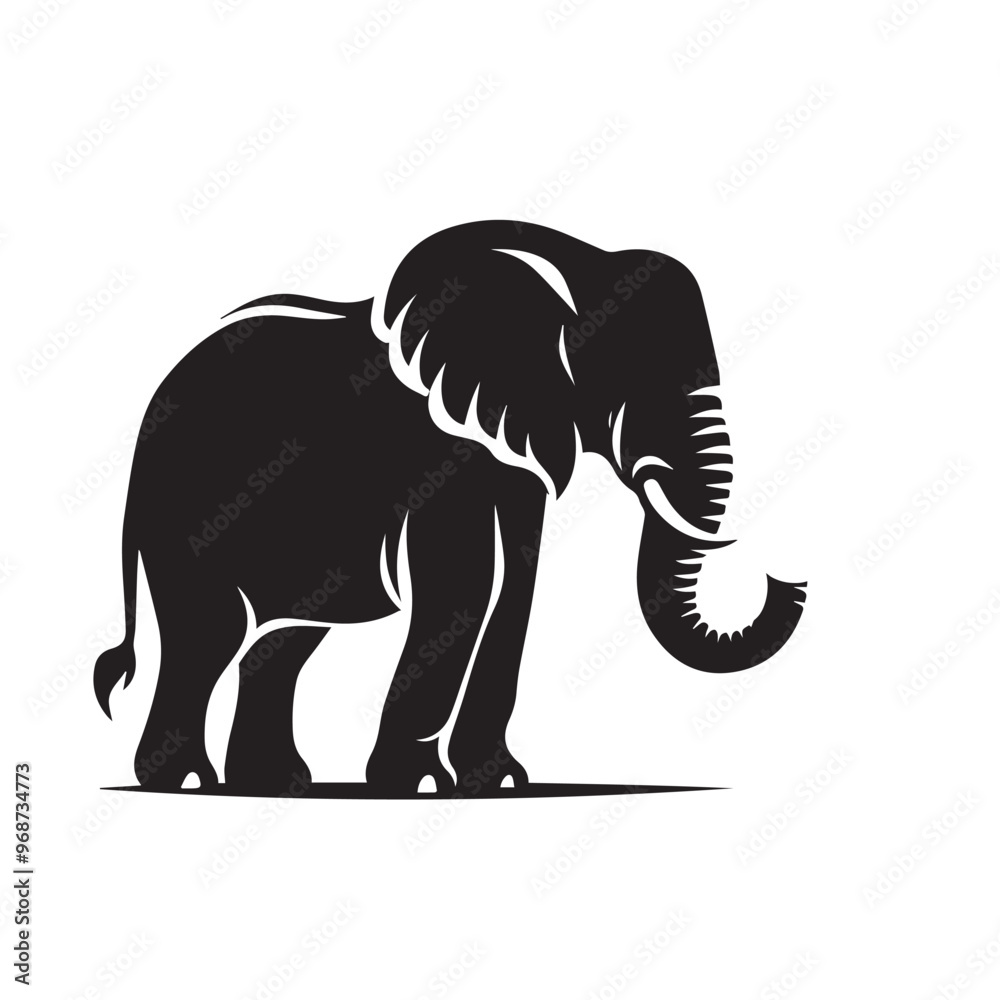 Fototapeta premium Elephant vector silhouette. Elephant black silhouette. Elephant logo, icon black and white.