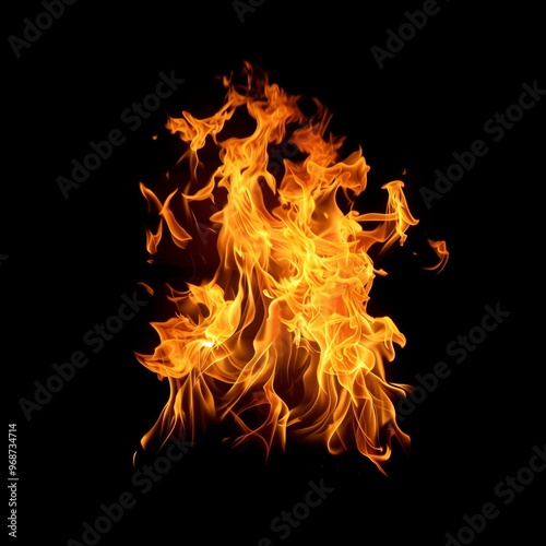 fire flames isolated black background