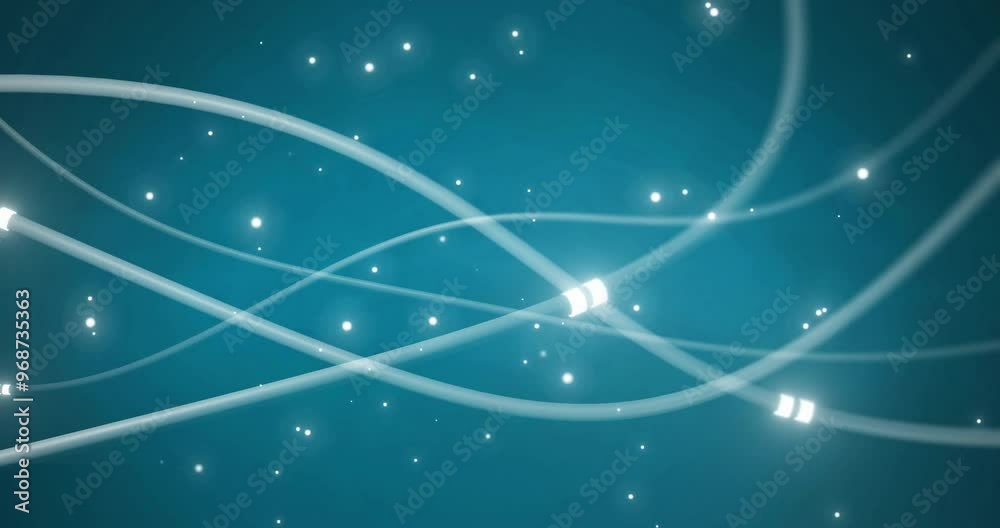 Animation of digital data processing and glowing network of connections