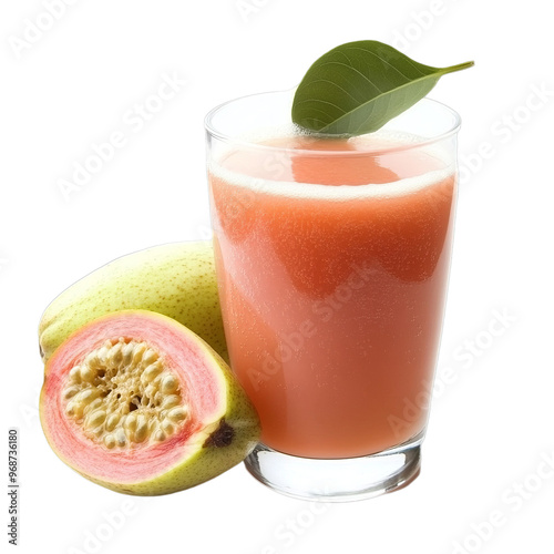 Guava Juice A tangy and slightly sweet juice. Transparent background. Generative ai.