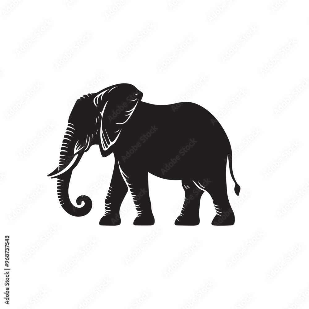 Fototapeta premium Elephant silhouette. Elephant vector design isolated on white background.