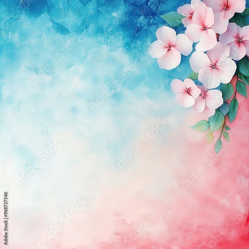Watercolor Floral Background with Pink and Blue Tones