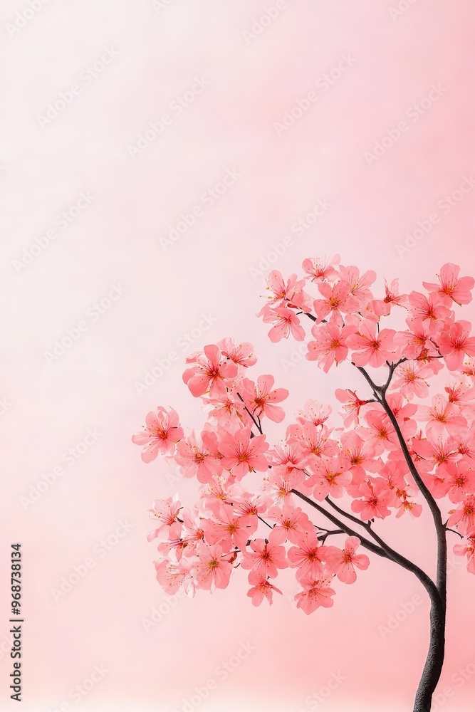 Delicate Pink Cherry Blossoms Against a Soft Pink Background Delicate Pink Cherry Blossoms Against a Soft Pink Background