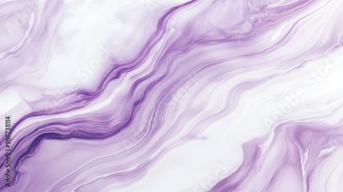 Abstract white marble with soft lavender veins flowing gently across the surface, creating a delicate pattern. No people. No logo.