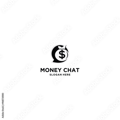 Money Chat Logo Design Stock Vector