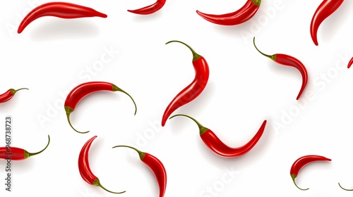 Red hot pepper pod isolated on white background.