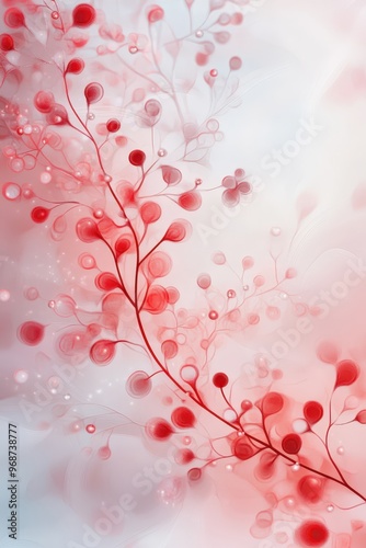 Abstract Red Floral Pattern with Soft Blurred Background