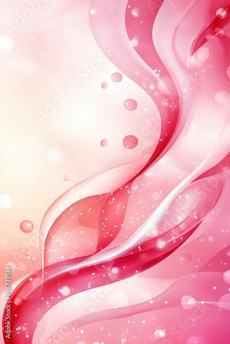 Abstract Pink and White Swirls with Glowing Bubbles