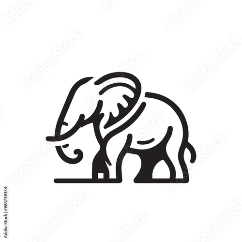 Elephant silhouette. Elephant vector design isolated on white background.