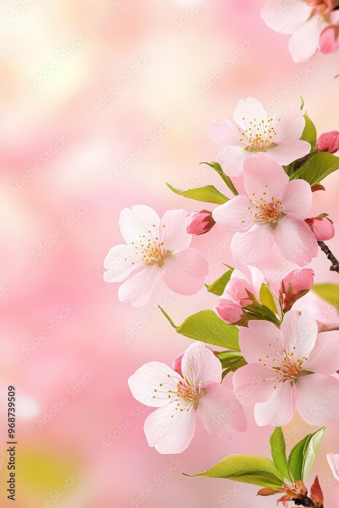 Delicate Pink Cherry Blossoms on a Soft Blurred Background Delicate Pink Cherry Blossoms on a Soft Blurred Background