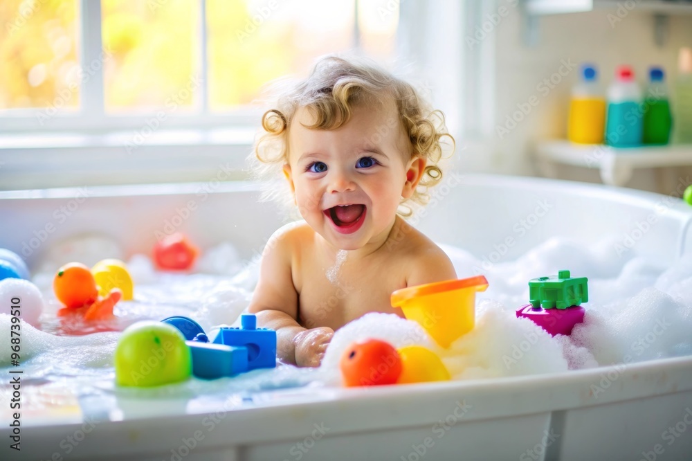 1 year old toddler enjoys bathing in the bathtub, A baby is playing with rubber ducks in the bathtub. The baby is holding one duck in each hand and splashing water. The scene is playful and fun, with 1 year old toddler enjoys bathing in the bathtub, A baby is playing with rubber ducks in the bathtub. The baby is holding one duck in each hand and splashing water. The scene is playful and fun, with