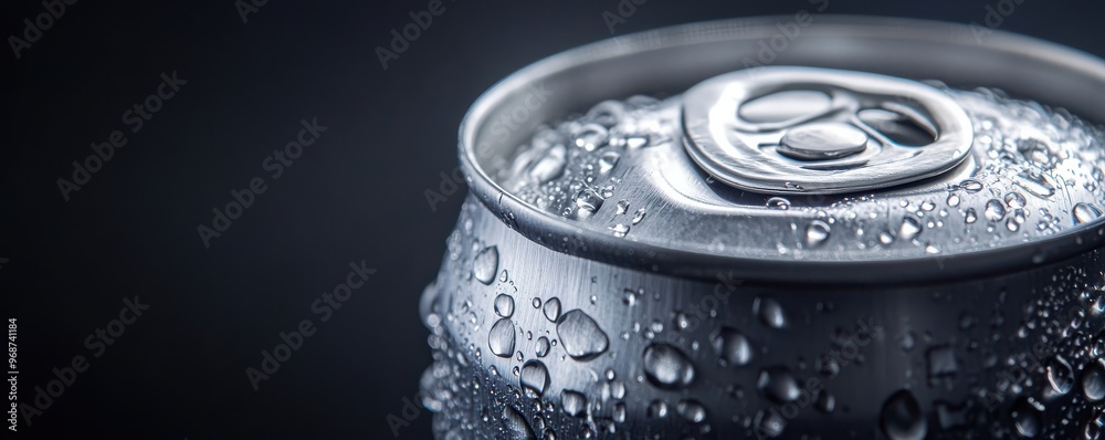 Close-up of a chilled aluminum beer can covered in condensation, set against a warm bokeh background creating a refreshing and inviting atmosphere Close-up of a chilled aluminum beer can covered in condensation, set against a warm bokeh background creating a refreshing and inviting atmosphere