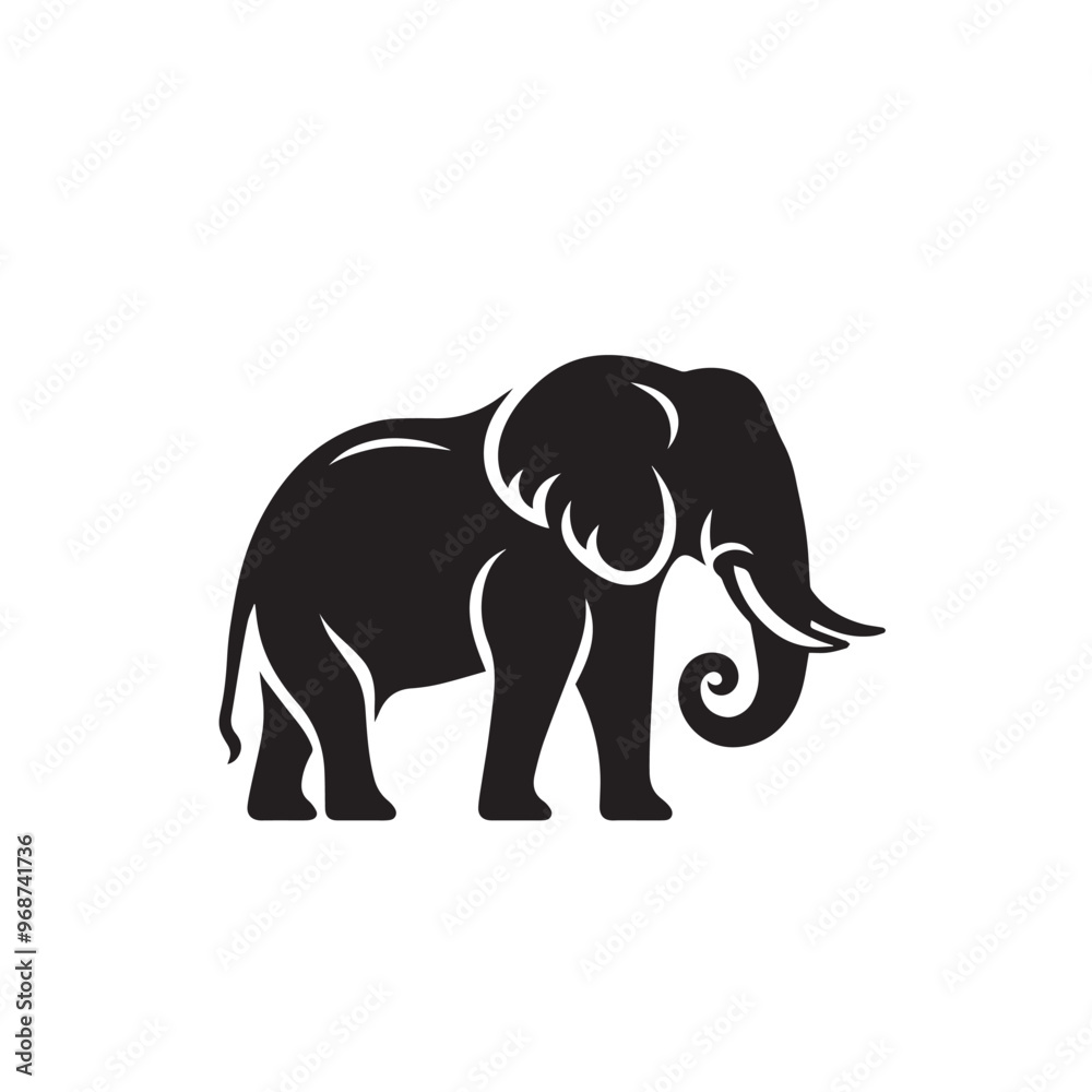 Fototapeta premium Elephant silhouette. Elephant vector design isolated on white background.