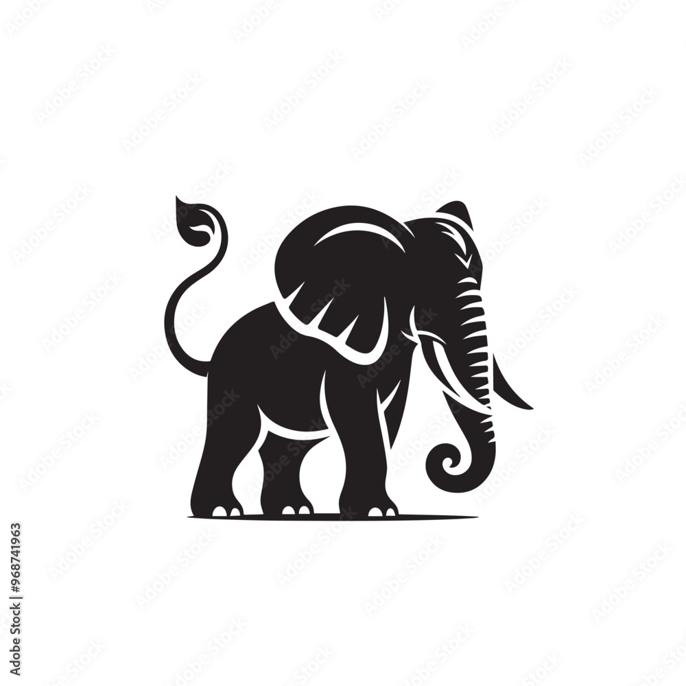 Fototapeta premium Elephant silhouette. Elephant vector design isolated on white background.