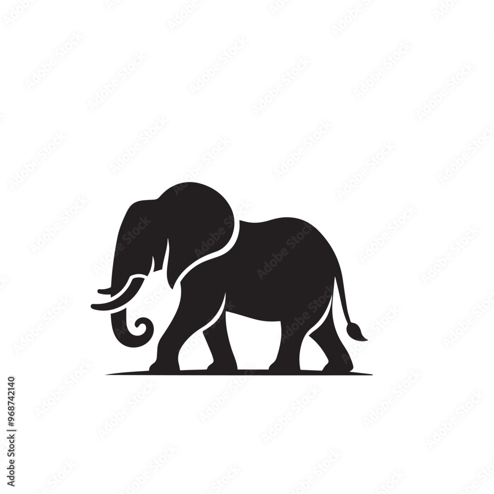 Fototapeta premium Elephant silhouette. Elephant vector design isolated on white background.