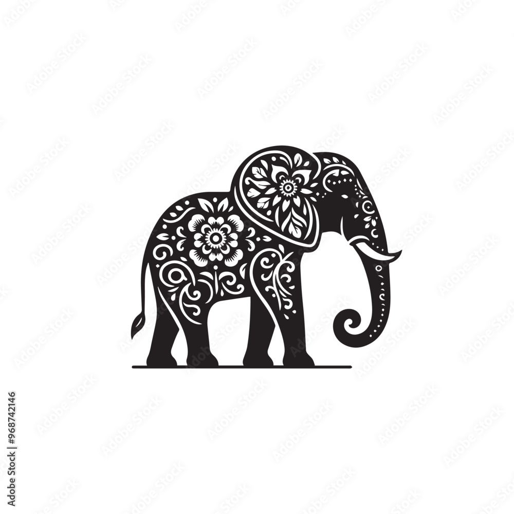 Obraz premium Elephant silhouette. Elephant vector design isolated on white background.