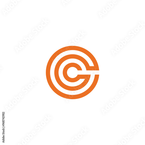 Mono line Circle Letter C logo design vector template