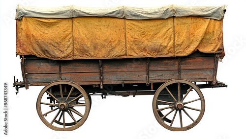 Old West Wagon with Kern Alumite Tarp isolated on white background