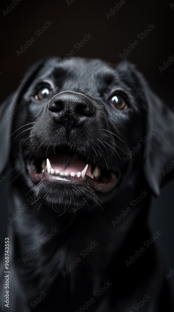 Black labrador retriever smiling, close-up Black labrador retriever smiling, close-up