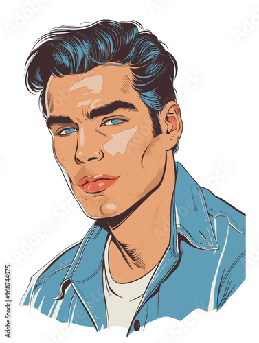 Portrait of a man in retro style. Vector illustration